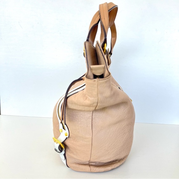 orYANY Tegan Beige Cream Pebbled Leather Front Zip Pockets Large Shoulder Tote - Picture 5 of 16